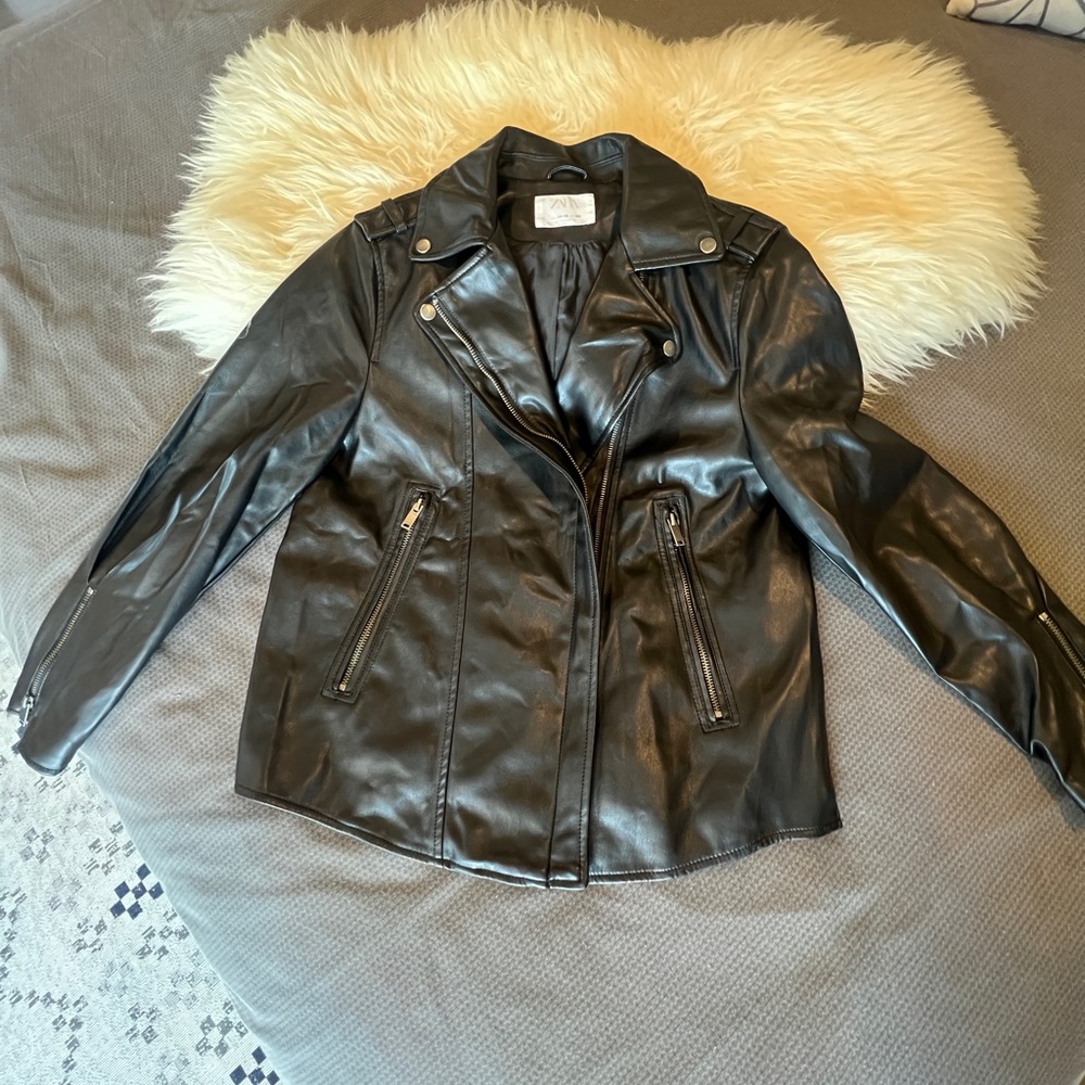 Zara Kids Black Leather Jacket